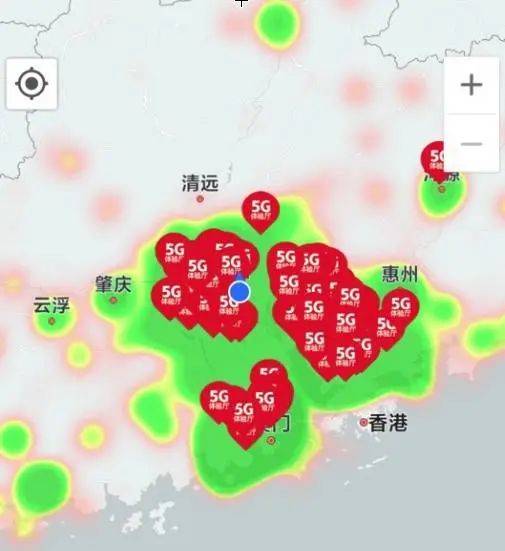 东部沿海的广东省 5G 信号都未能全面覆盖，多是集中在珠江三角洲的核心城区。<br>