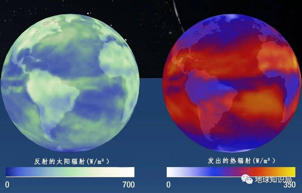 地球不同地区的热辐射强度因温度和吸收能量等而有差异