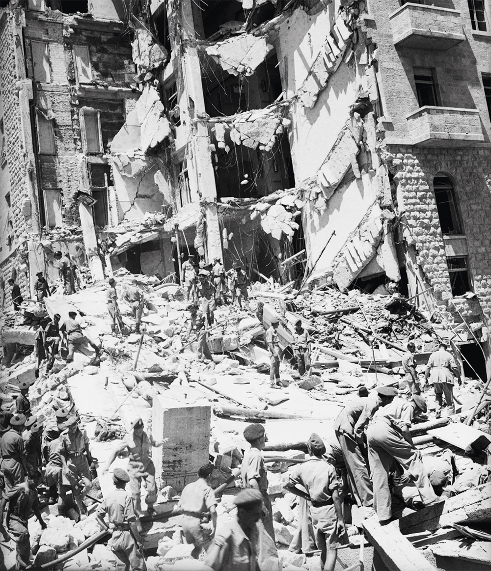 1946年7月22日，极右翼犹太复国主义组织伊尔贡针对英治巴勒斯坦政府发动的恐怖袭击，袭击目标是设于大卫王酒店内的政府总部。这宗爆炸案共造成91人死、46人伤。