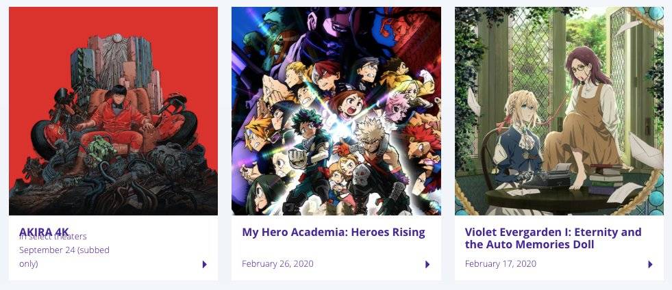 Funimation提供的Akira等日本动画<br>