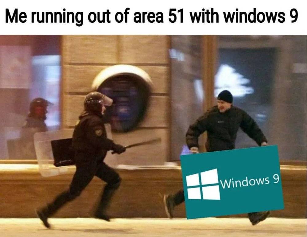 “我正带着Windows 9从51区逃出来”