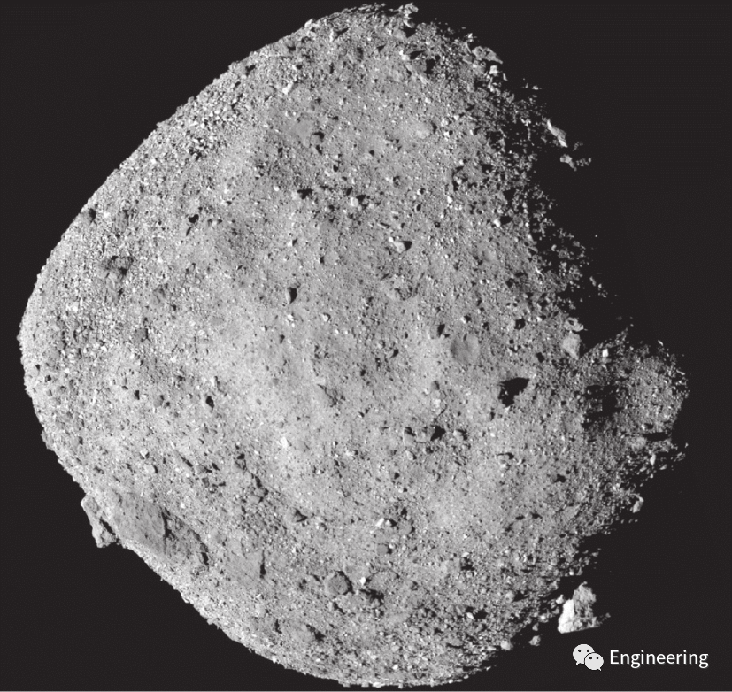 图3. NASA的OSIRIS-REx自2018年以来一直在近距离研究直径为 510 m的小行星“班努”。2020年10月，该探测器近距离采集了一份行星表面的样本，该样本预计在2023年9月被送回地球