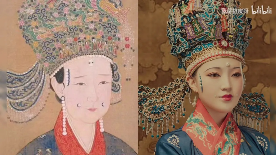 杨树云根据画像复刻还原的宋朝皇后，比如今古装剧中的造型不知精致多少倍。<br>