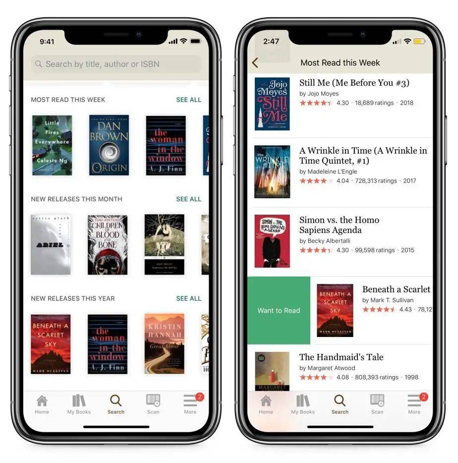 Goodreads app<br>