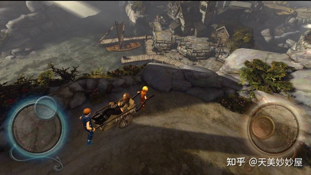 手机版《兄弟：双子传说》也保留了用左右虚拟摇杆控制两名角色的玩法<br>