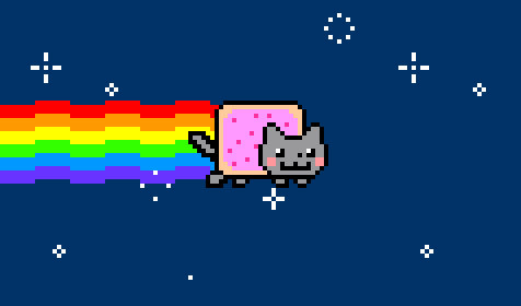 价值59 万美元的NFT《Nyan Cat（彩虹猫）》GIF，图源艺术星空<br>