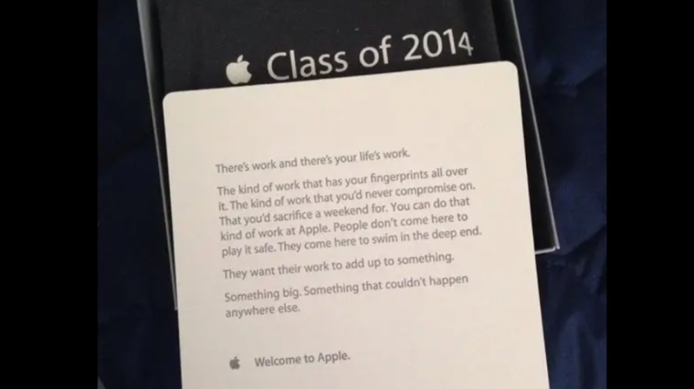 苹果此前的员工入职信，图片来自于Quora<br label=图片备注 class=text-img-note>
