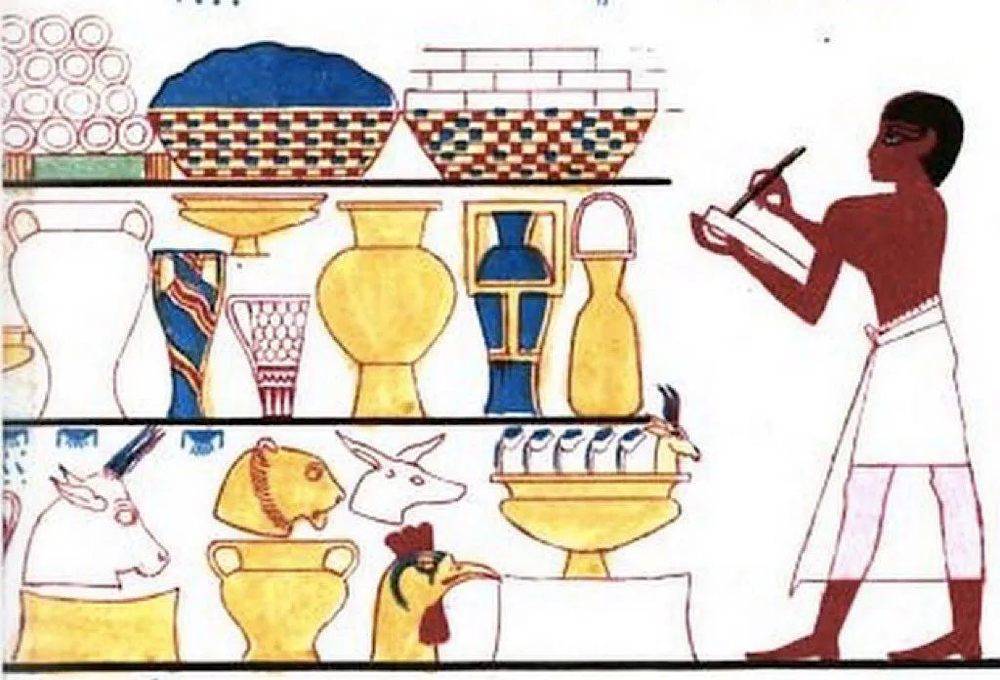 一只公鸡头出现在公元前1450年的埃及墓葬壁画上 | G. A. Hoskins, Travels in Ethiopia<br>