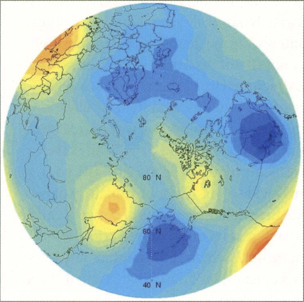 图6. 全球气候复杂网络<sup>[8]</sup>，某些节点拥有比其他节点更多的连接<br>