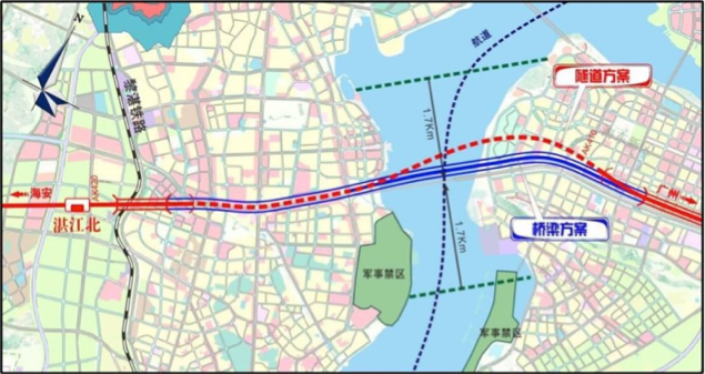 湛江湾桥隧方案示意图<br>