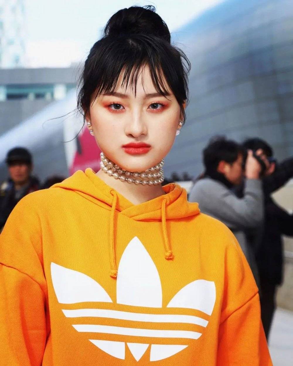 2019年3月，首尔春季时装周，模特汉娜。<br>