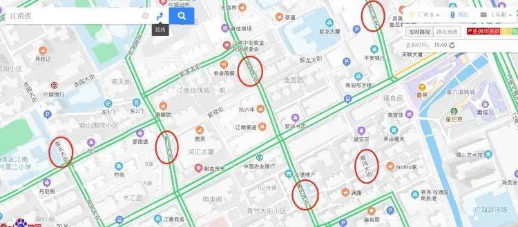 江南西附近的部分“大街”分布。/百度地图<br>