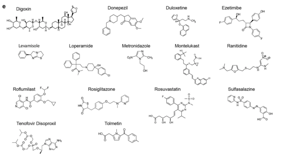 12种是被细菌改造，或生物转化的药物，图源：Nature<br>