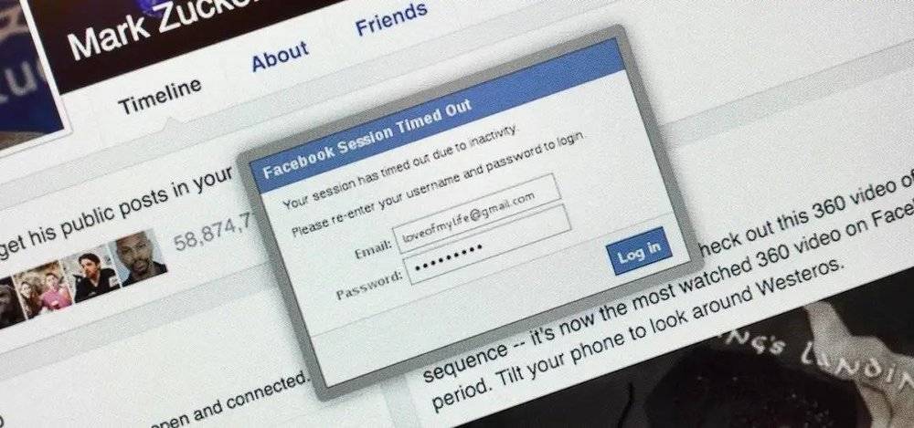 Facebook 密码登陆界面