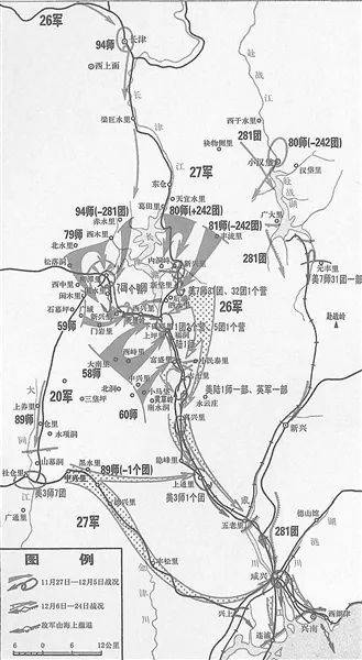长津湖战役形势图。来源/网络<br>