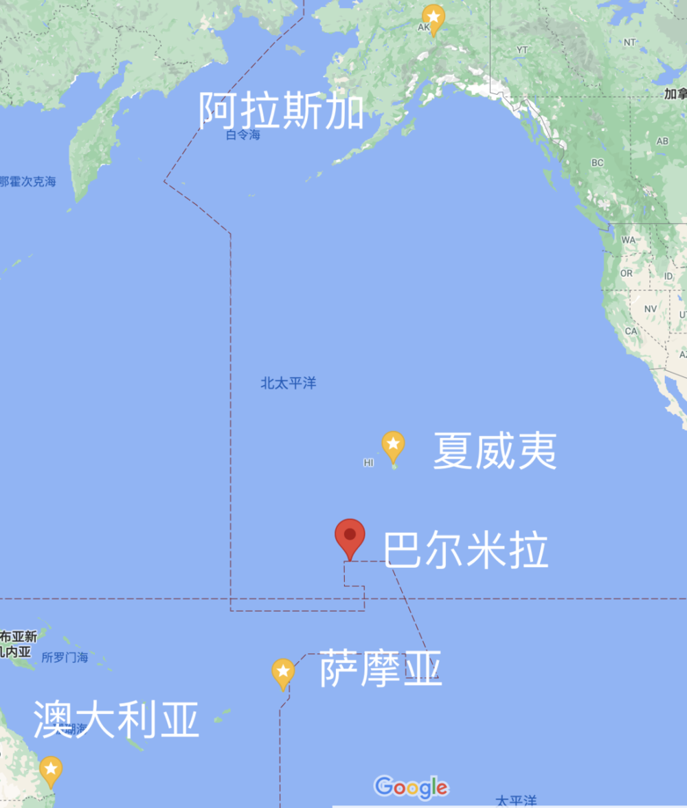 跨越整个太平洋的实验 | 谷歌地图<br label=图片备注 class=text-img-note>
