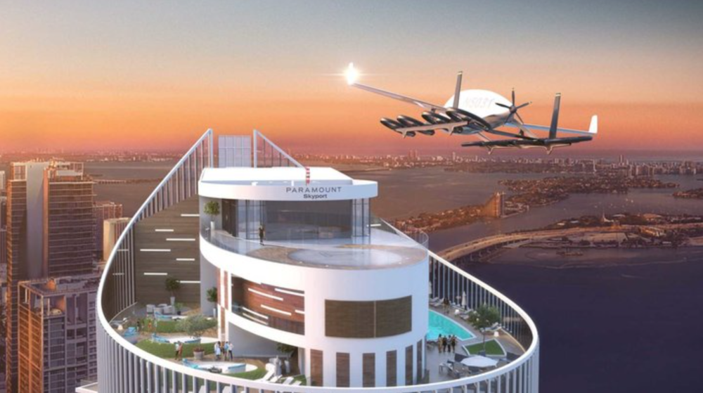派拉蒙迈阿密世界中心的天文台计划改造成飞行汽车港口，供未来的飞行汽车起降使用。
