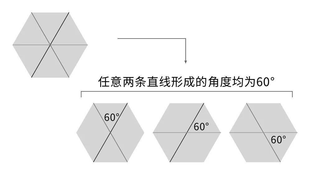  二维平面中的等角线。| 图片来源：毛尖尖；素材参考：Lucy Reading-Ikkanda/Quanta Magazine