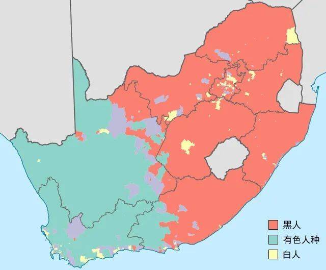 南非各地区占优势的人种<br>