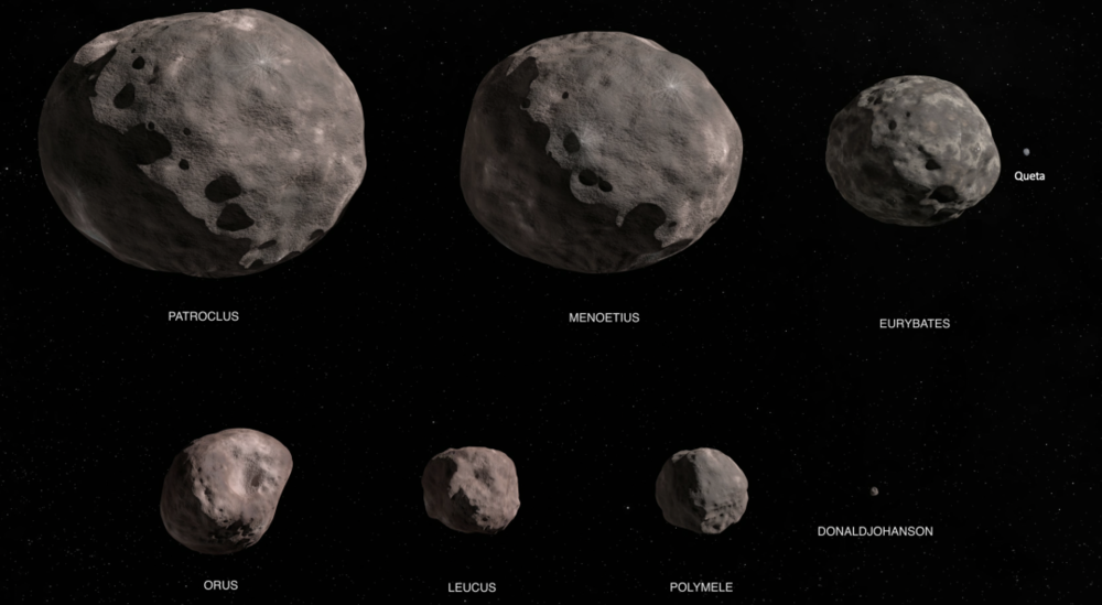 露西号计划探访的全部8颗小天体的艺术想象 | NASA<br>