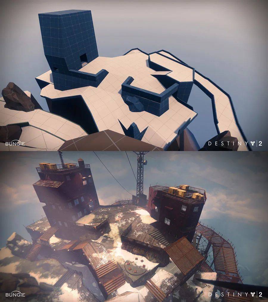▲ 游戏《命运2》的灰盒场景与概念设计