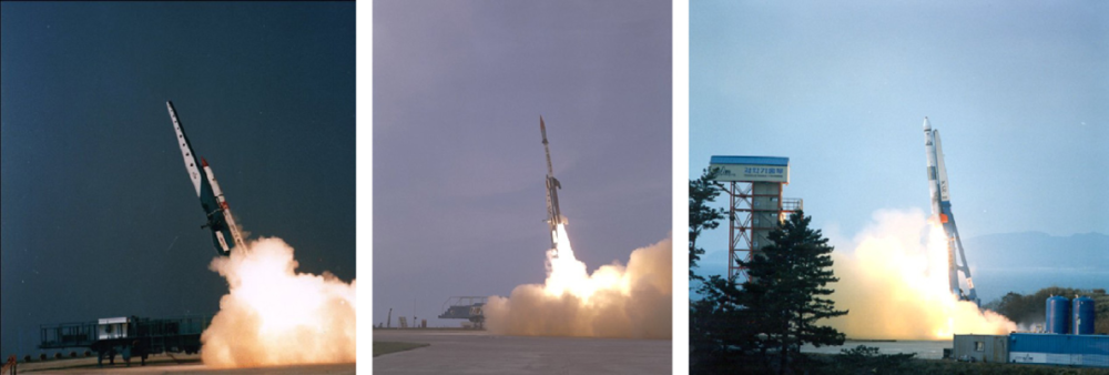 从左至右分别为：KSR-1、KSR-2、KSR-3的发射场景<br>