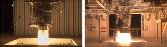 KSLV-2“世界号”7t级(左)和75t级(右)液氧煤油发动机的试验<br>