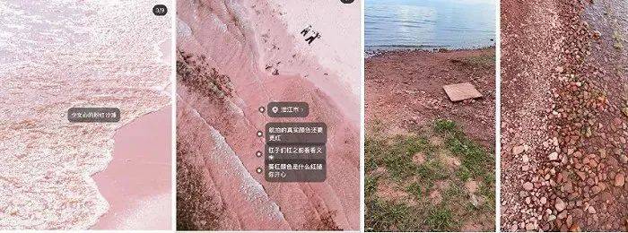 小红书上的粉红沙滩对比图 （图片来源：微博@你的镜仔没改名次数版）<br label=图片备注 class=text-img-note>