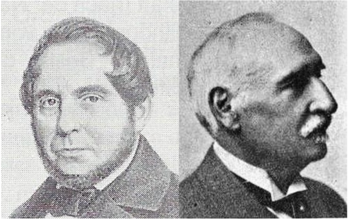 左起：海恩（1800-1879）与梅丁（1847-1927）<br>