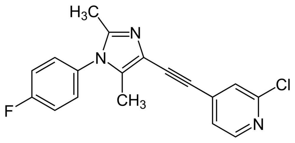 Basimglurant分子结构，图片来源：Yikrazuul<br>