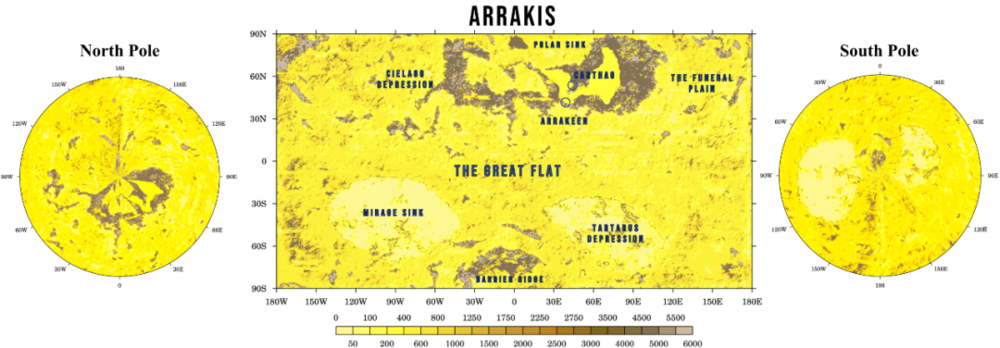 图注：厄拉科斯的高度图（以米为单位） 来源：Farnsworth 等人，作者提供<br>