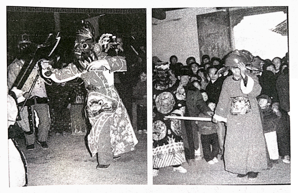 左图：石洞口村大将军，《中国祭祀戏剧的原始形态》里的傩舞场景。<br label=图片备注 class=text-img-note>