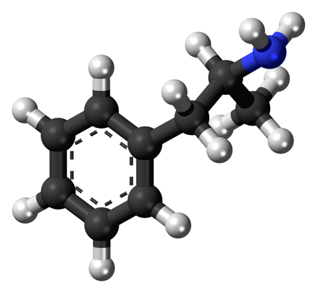 ▷ amphetamine的3D分子模型，图片来源：Jynto,Wikimedia Commons