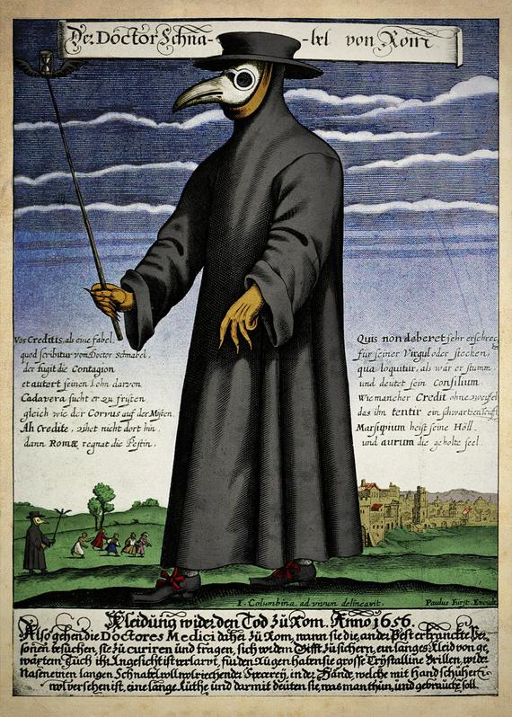 中世纪抗击瘟疫的医生会给自己戴上鸟嘴面具 | Public domain<br>