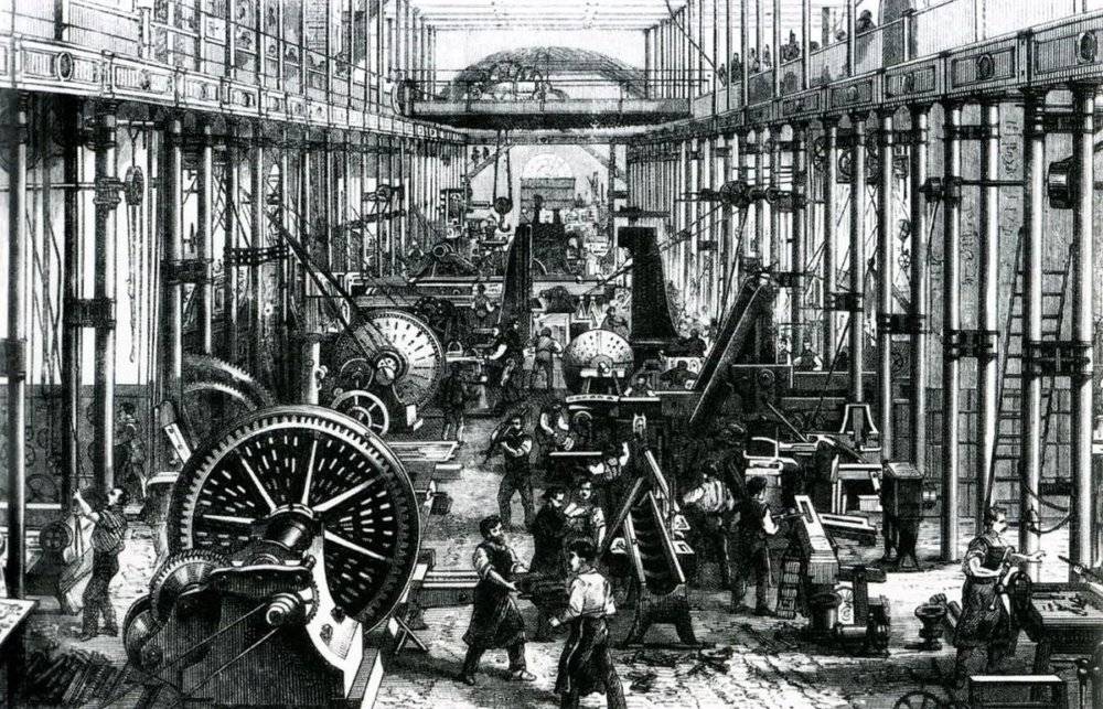 1868年，萨克森王国（今德国萨克森州）开姆尼茨的一座工厂。蒸汽机和煤炭是那个时代生产的必需工具。/Wikipedia<br label=图片备注 class=text-img-note>