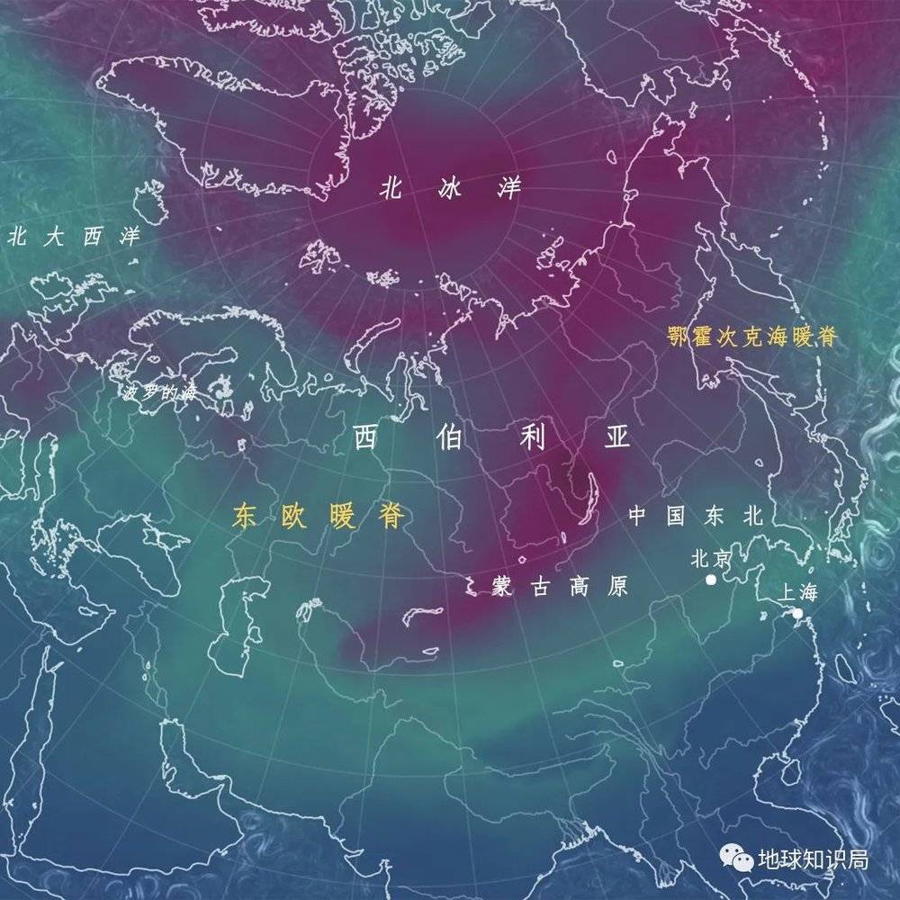 大量堆积在西伯利亚的冷空气