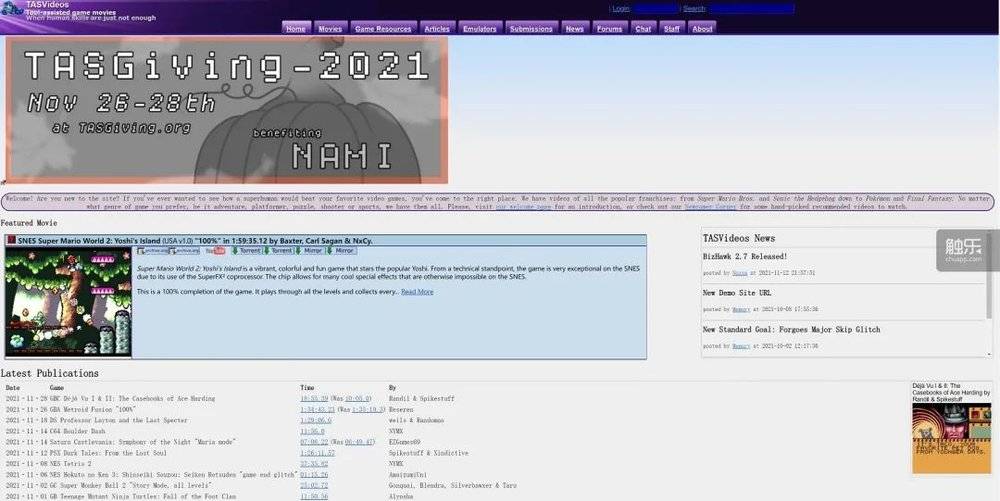 TASVideos建站于2003年，你能从网页的排版看出来，它已经相当有年头了<br label=图片备注 class=text-img-note>