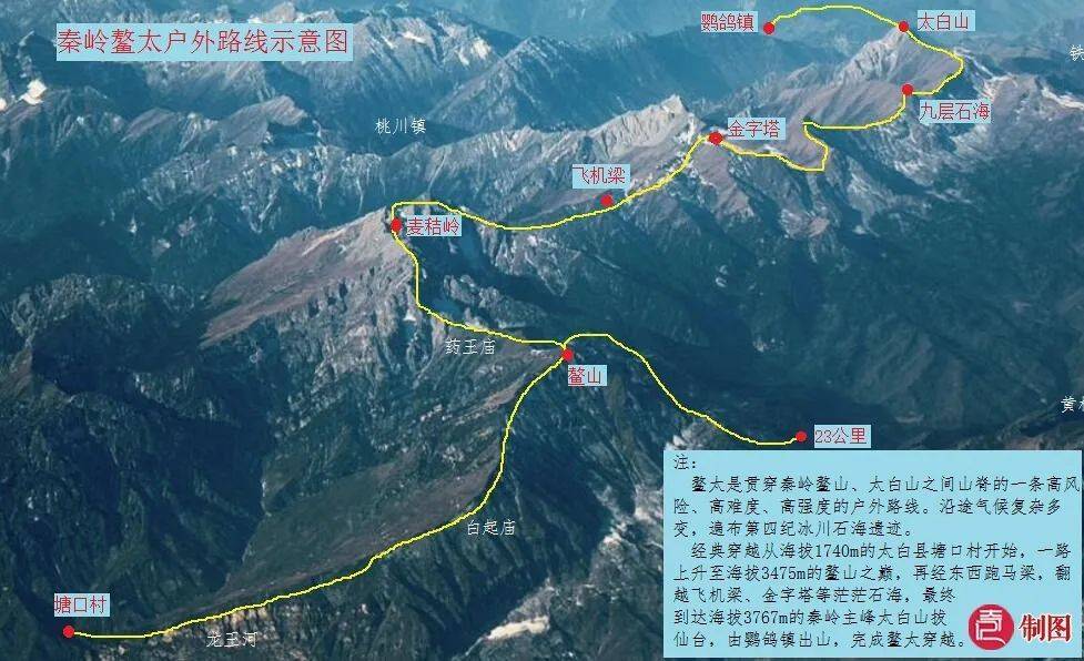 秦岭，中国地理南北分界山脉，古时秦岭以北为秦国而得名，被尊为龙脉。鳌太线，横贯秦岭次高与最高主峰：鳌山与太白山，至今已近50人遇难。<br>