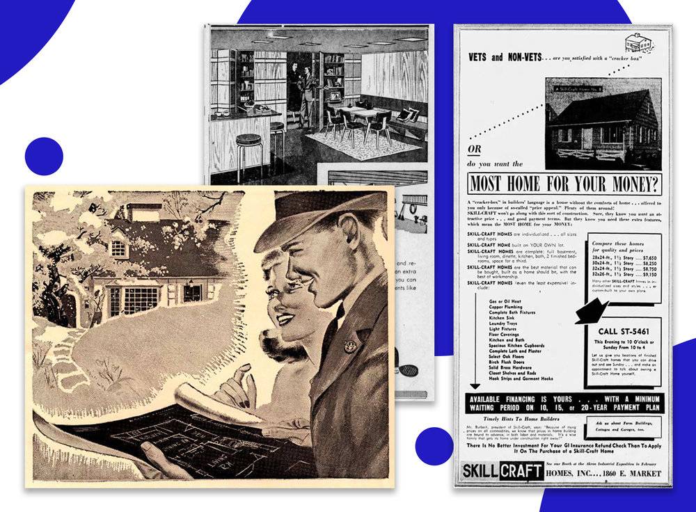 战后美国的房地产广告，中间广告画面里的家具日后都成为了经典。<br>