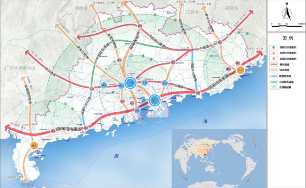 广东省综合交通网络规划图 图片来源：《广东省国土空间规划(2020—2035年)》(公众版)<br>