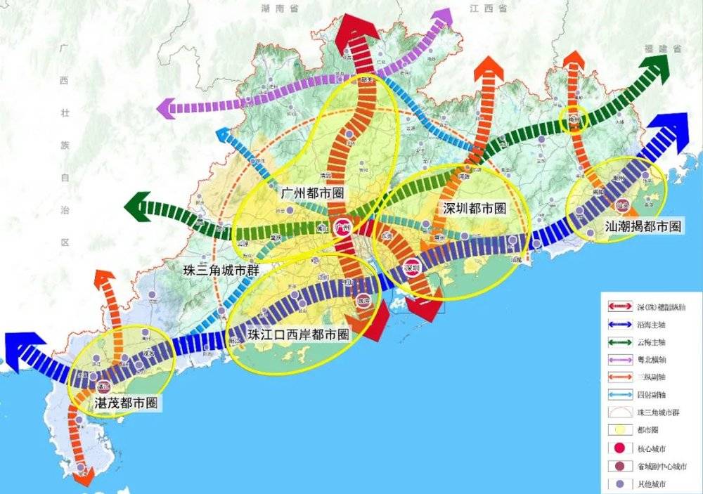 广东省城镇化空间格局示意图 图片来源：广东省“十四五”规划纲要<br label=图片备注 class=text-img-note>