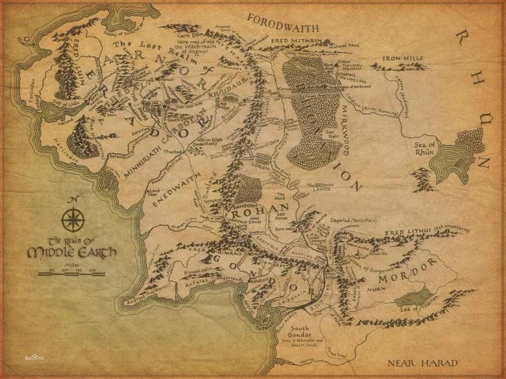 托尔金的中土世界地图<br>