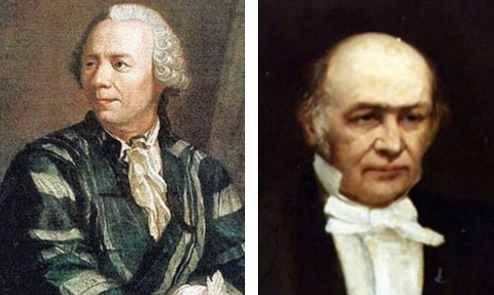 图5  [左] 欧拉（1707－1783）；[右] 哈密顿（1805－1865）<br>