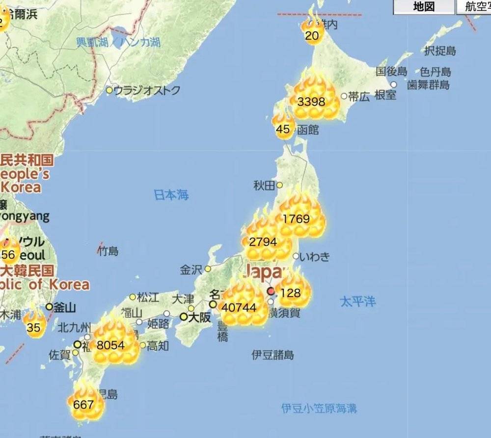 日本知名凶宅披露网站“大岛Teru”上所标示的事故屋，数量庞大、覆盖全日本，图片：网络<br>