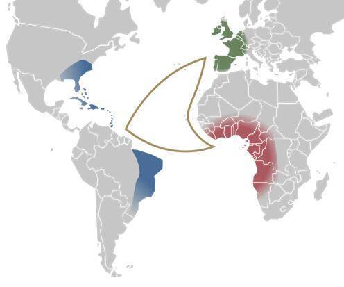 图5：奴隶贸易的“大西洋三角”