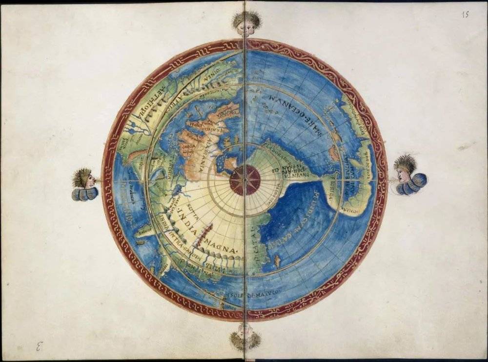 《巴蒂斯塔·阿格尼斯地图册》中浑天仪图（其二），阿格尼斯制作于1544年（来源：commons.wikimedia.org）<br label=图片备注 class=text-img-note>