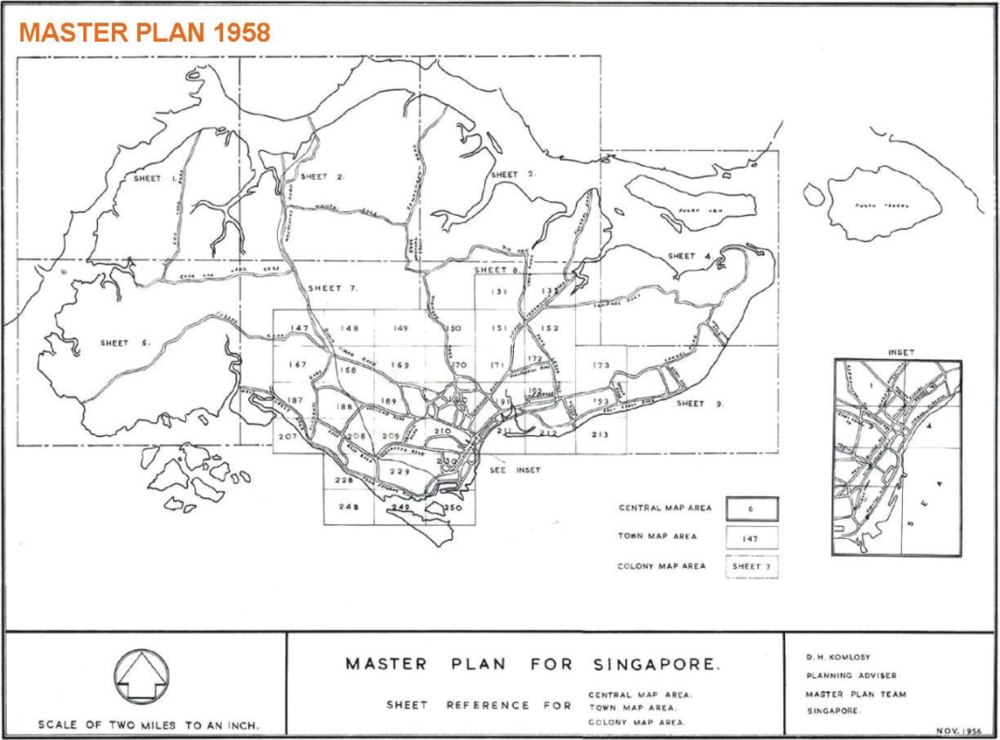 1958 Master Plan—Singapore’s first statutory land use plan. Source: Urban Redevelopment Authority.