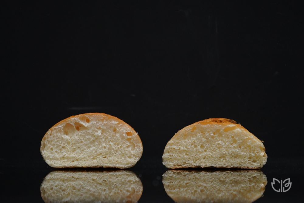 CIB 测试中有无乳化剂的面包对比<br>
