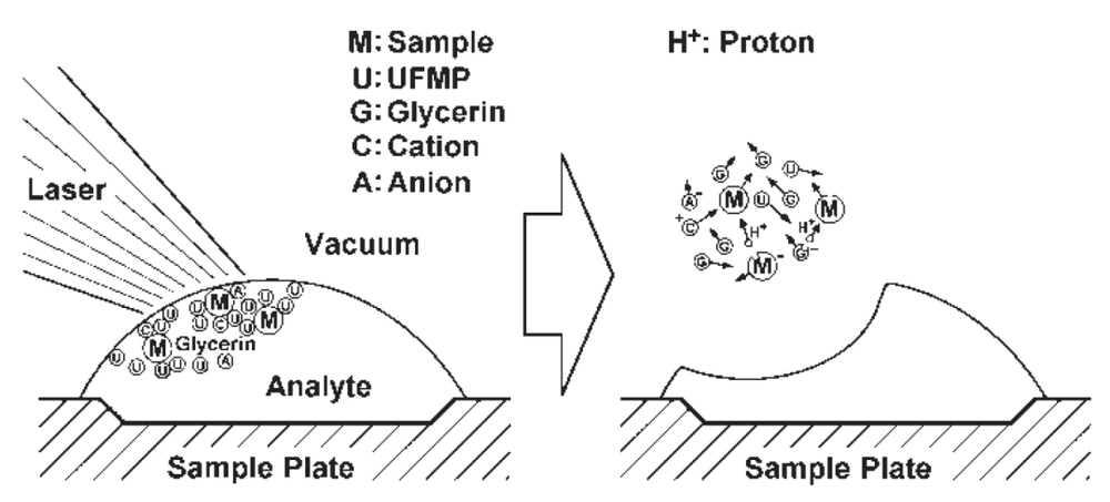 图8：甘油与UFMP的混合介质是田中耕一首次实现大分子激光去吸附离子化的技术关键。来源：Tanaka, K. (2002) Nobel Lecture。