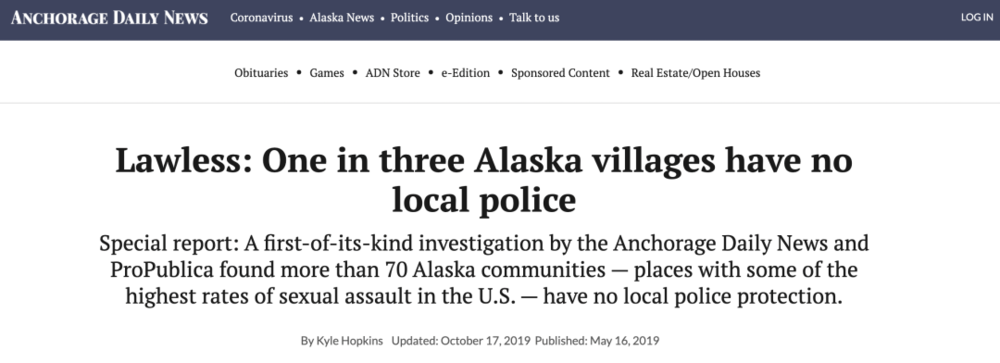 Lawless: One in three Alaska villages have no local police<br>
